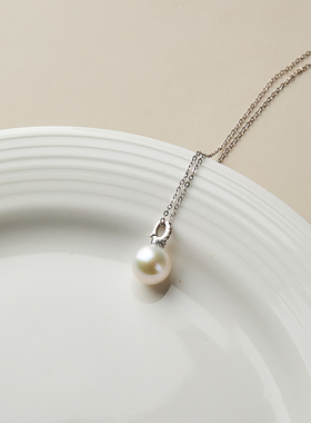 润古物语天然淡水珍珠吊坠S925正圆强光可拆卸项链吊坠送礼物