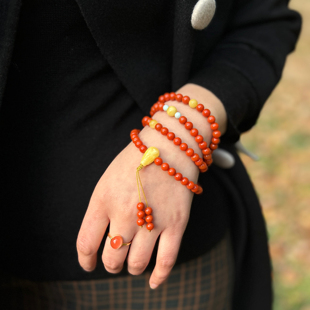 高段位天然川料南红108颗念珠手串手链南红玛瑙好运手链