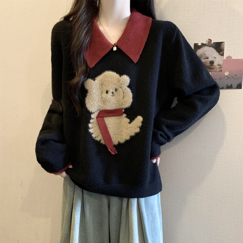 胖妹妹秋装大码女装新款卡通可爱针织衫显瘦毛衣长袖宽松上衣