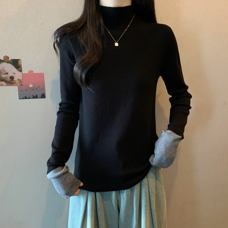 胖妹妹秋装大码新款女装毛衣显瘦韩版半高领打底衫减龄上衣