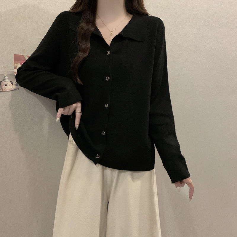 2025年大码女装秋冬针织开衫胖妹妹减龄polo领毛衣胖mm上衣