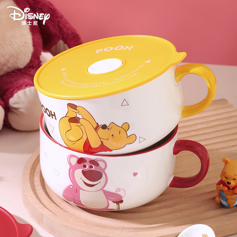 迪士尼陶瓷卡通带盖泡面杯