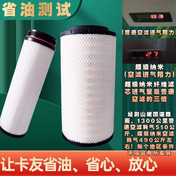 2845纳米空气滤芯适配欧曼新大威 解放欧曼豪沃 天V威430北奔空滤