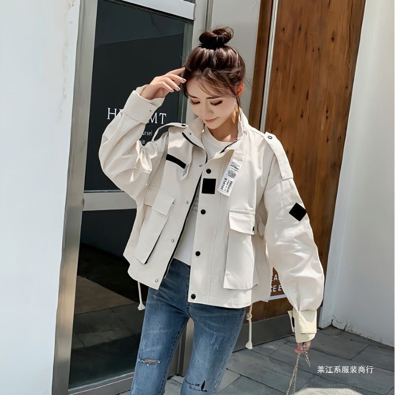 工装短款外套女春秋ins新款韩版百搭港风复古宽松潮流
