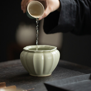 新品干泡草木灰佛手小建水茶道配件水盂陶瓷废水缸茶席烟灰缸多用