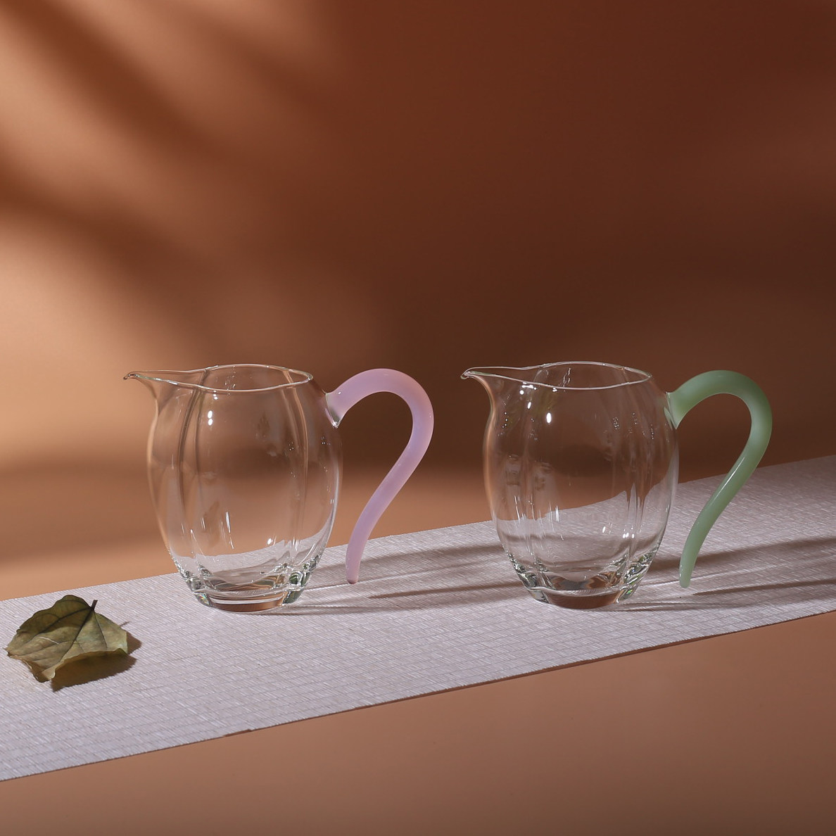 夏禾茶具高硼硅耐热玻璃茶海小清新桂竹香带把手公道杯防烫分茶器