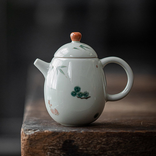 夏禾茶具釉下彩纯手绘梅竹松泡茶壶景德镇小号壶球孔过滤茶杯壶承