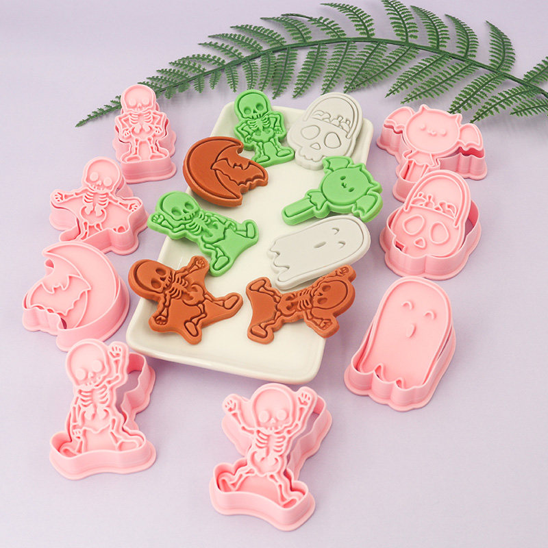 万圣节骷髅系列仿真饼干模具家用翻糖曲奇饼干按压式切模烘焙工具