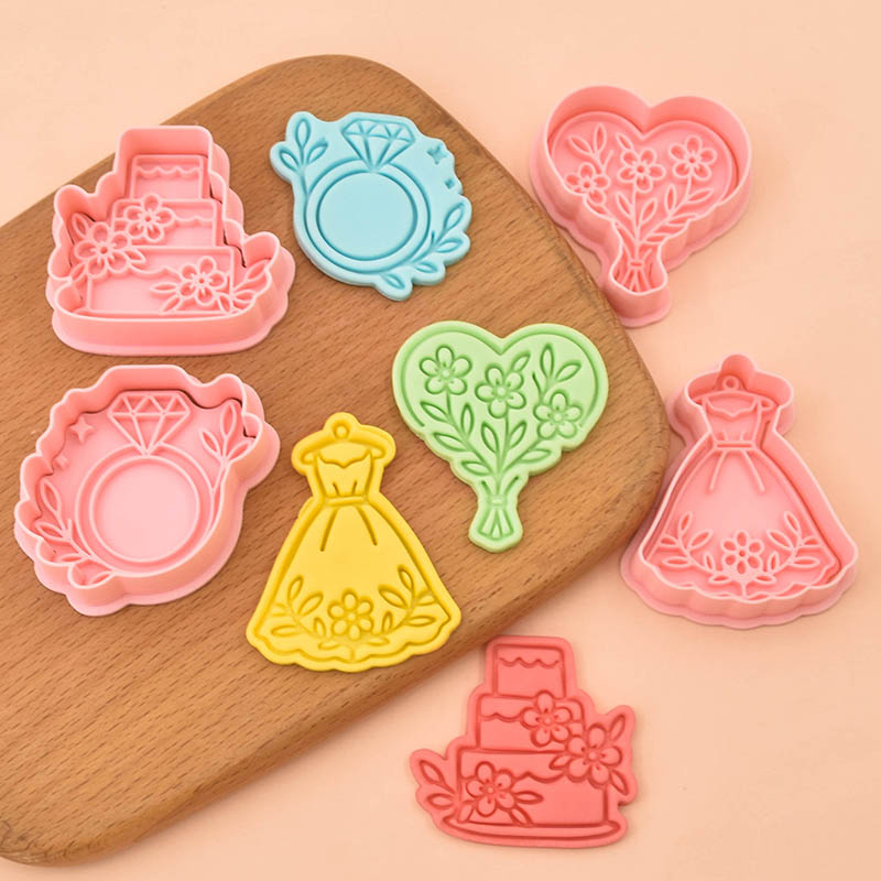 婚礼系列饼干模具钻戒婚纱曲奇饼干diy立体切模烘焙工具印花模