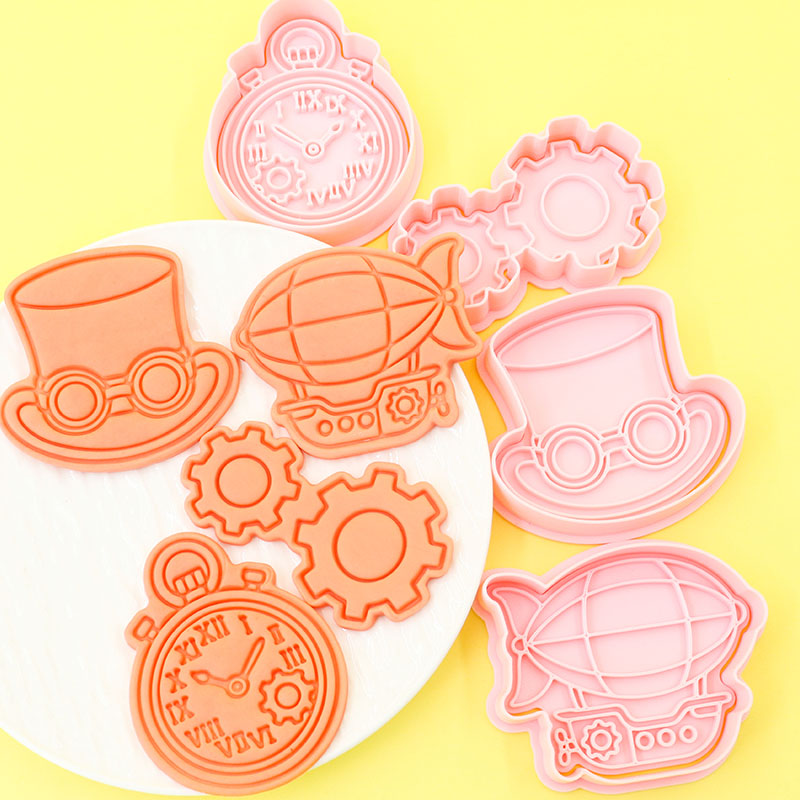 机械系列饼干模具飞艇齿轮钟表帽子曲奇饼干按压翻糖模具烘焙工具
