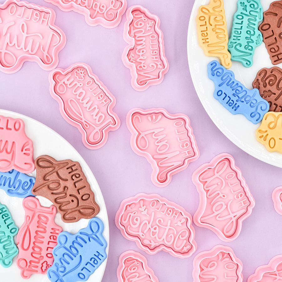 你好十二个月英文仿真饼干模具