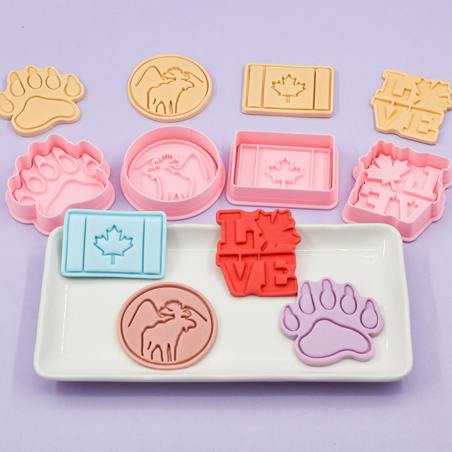 加拿大动物系列饼干模具麋鹿熊掌翻糖曲奇饼干3D立体切模烘焙工具