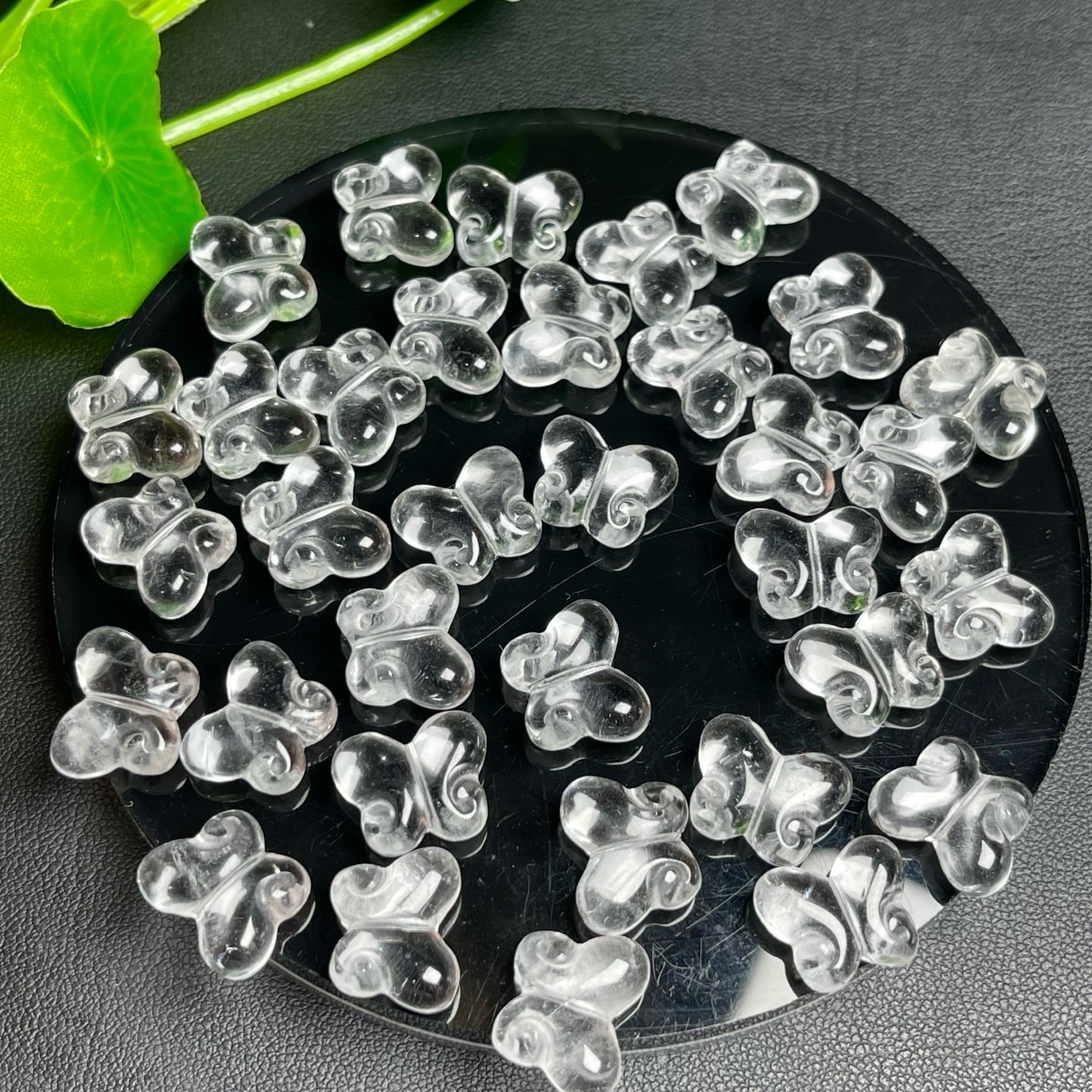 天然白水晶蝴蝶雕刻件手工diy手链项链车挂件钥匙扣水晶配件饰品