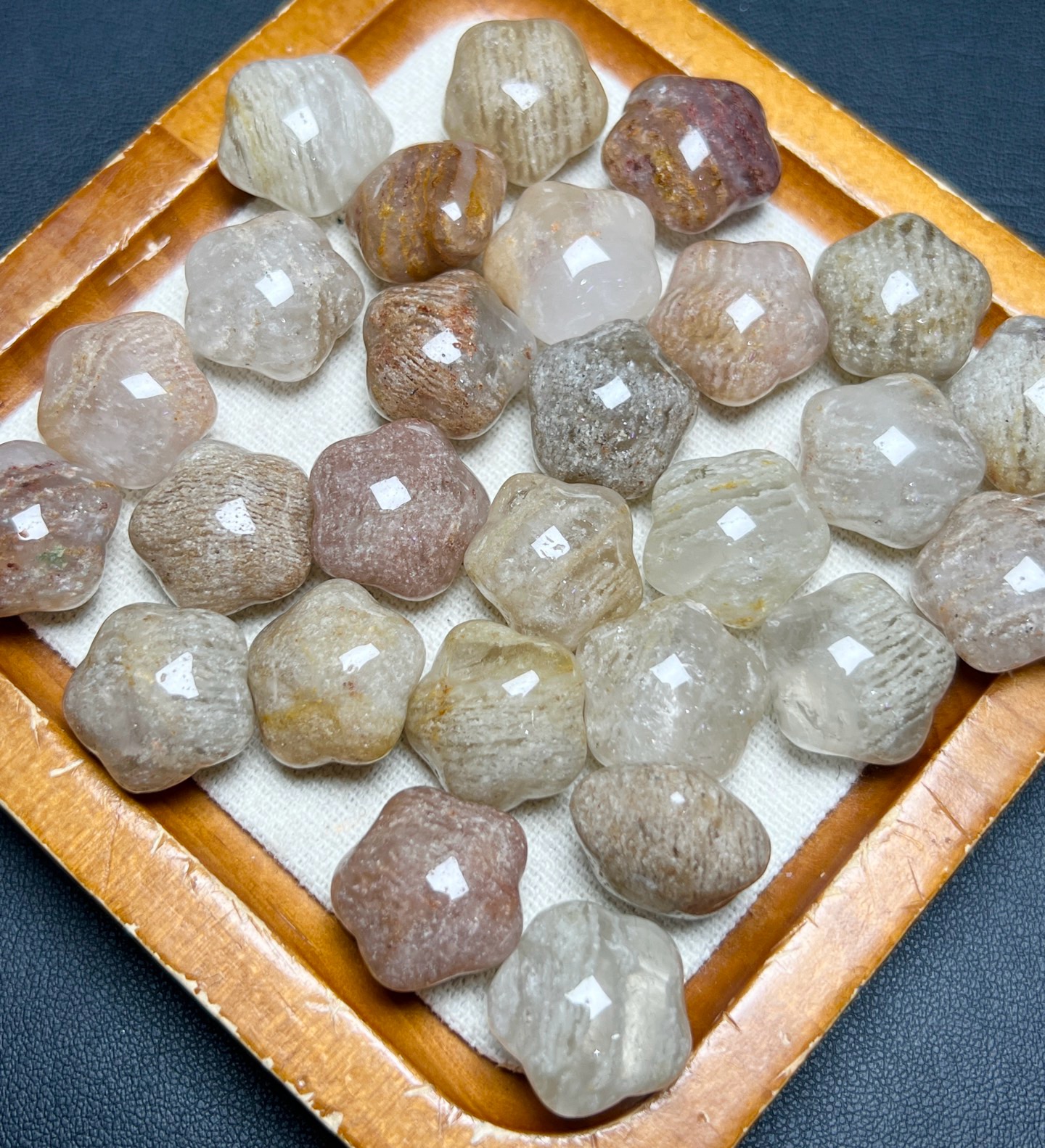 天然千层幽灵胖星星雕刻件手工DIY手链项链吊坠串链水晶配件饰品