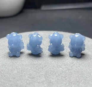 天然蓝天使石小熊雕刻件手工DIY手链项链耳环串链配件饰品挂件
