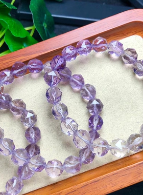 天然薰衣草渐变刻面珠单圈手链ins少女风复古紫水晶手串饰品