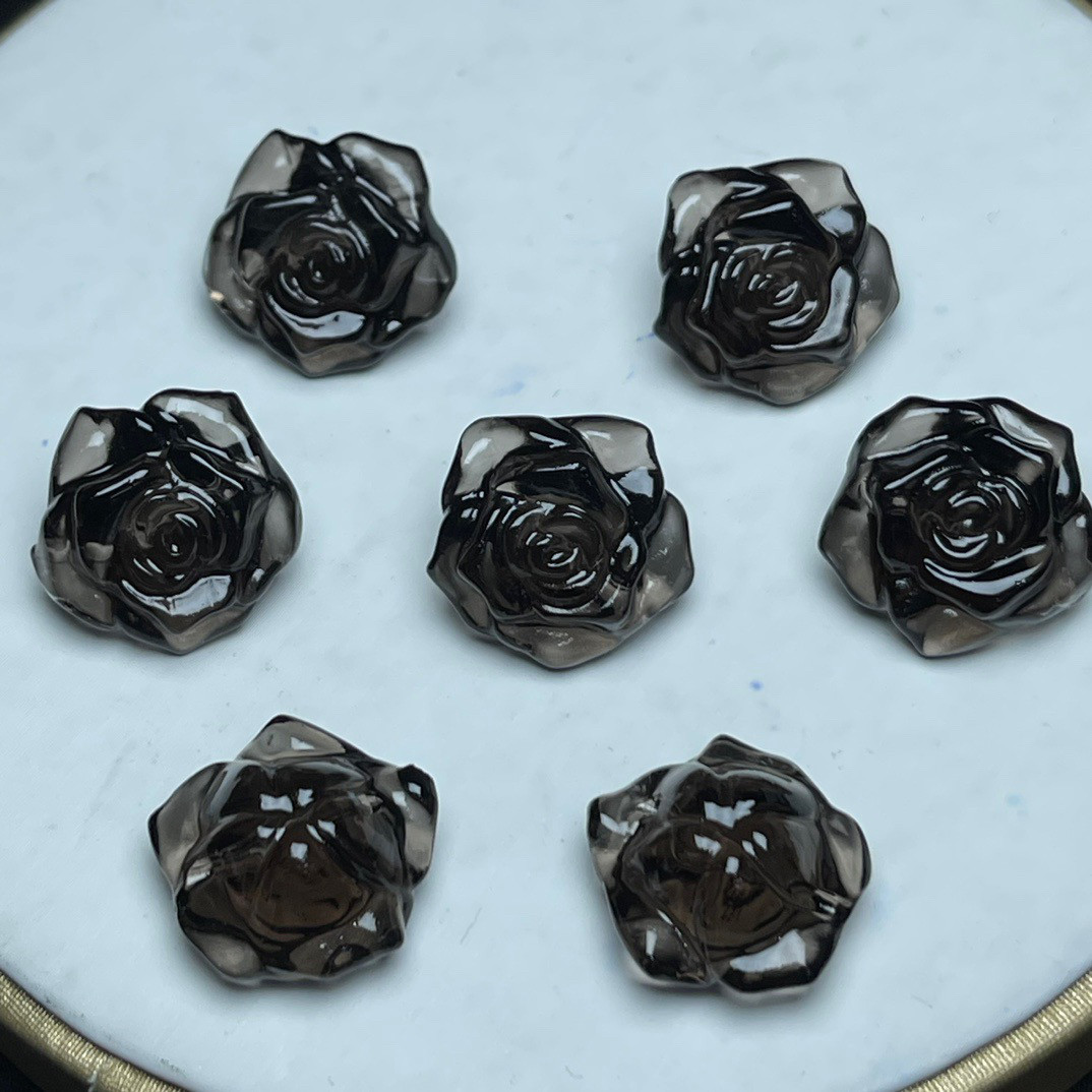 天然冰种黑曜石玫瑰花雕刻手工diy手链项链吊坠滴溜耳饰水晶饰品