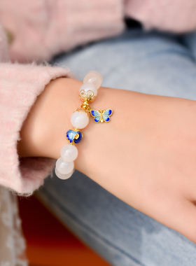 女款白玛瑙民族风水晶手链