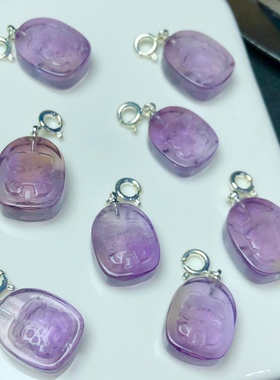 天然紫水晶雕刻扎基拉姆吊坠手工DIY手链项链手机链包挂饰品配饰