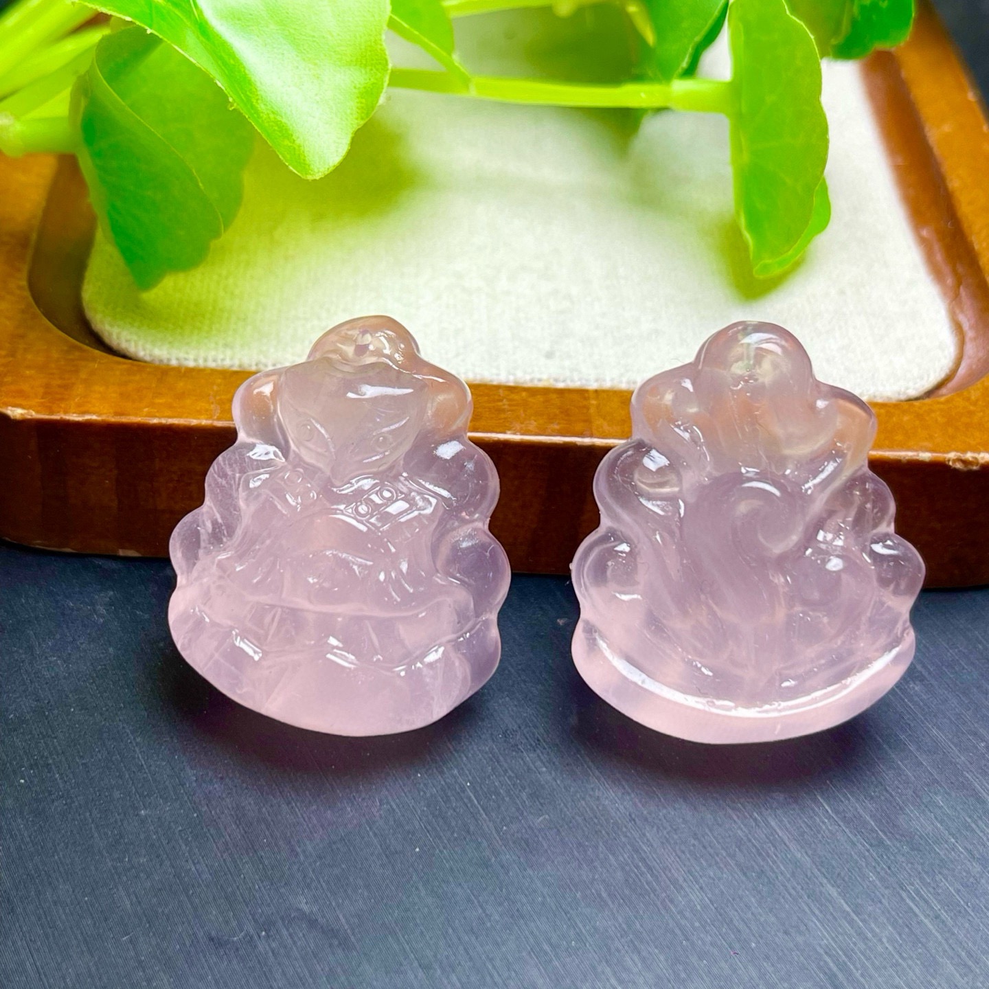 天然粉水晶将军狐牌吊坠孔手工diy手链项链挂件串链水晶配件饰品