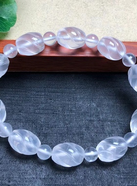 天然白水晶扭珠单圈手链男女情侣款简约时尚转运珠手串饰品配饰