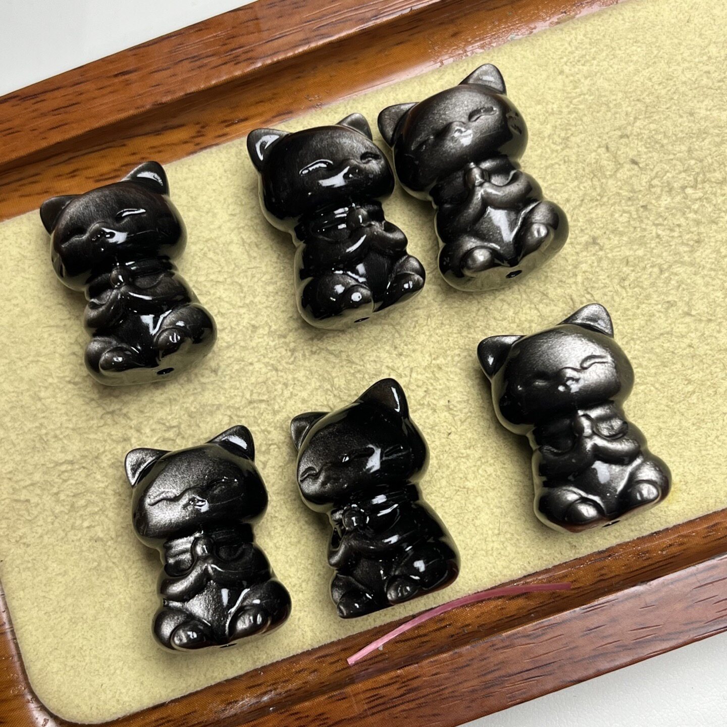 天然银曜石修仙狐手工DIY手链手串项链滴溜挂件水晶配件饰品