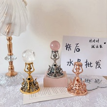 妖后家高定水晶球底座复古鼎人像香炉金属球托支架高脚基座摆件