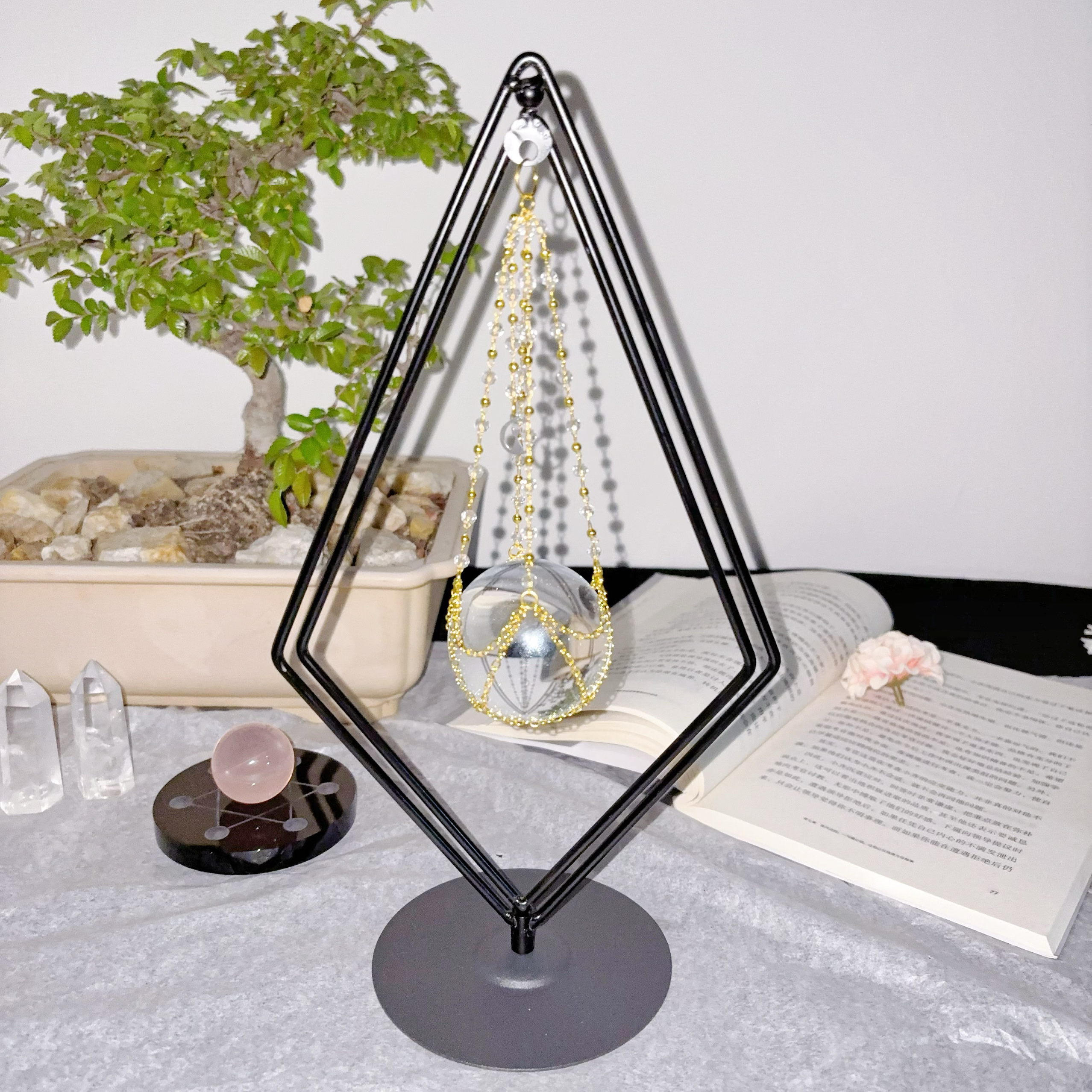 水晶球底座桌面摆件客厅玄关装饰品创意水晶底托女生家居改造装饰