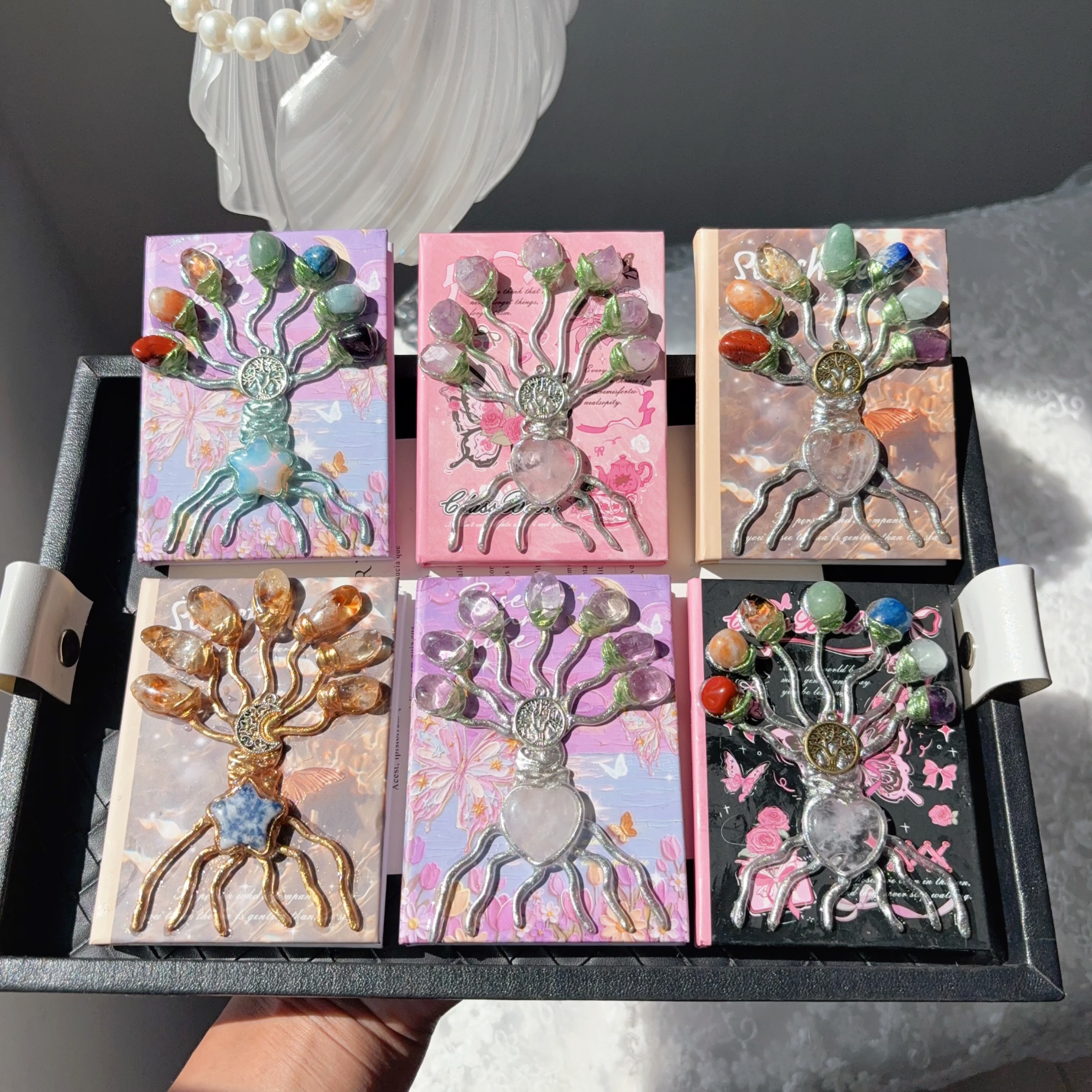 天然白水晶巴西黄原石手工制作拉花权杖魔法笔记本子摆件能量装饰