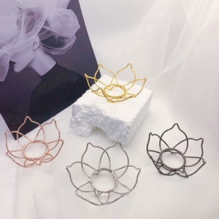 合金金属新款花朵浪花水晶球底座矿石波浪纱网花艺花店装饰摆件