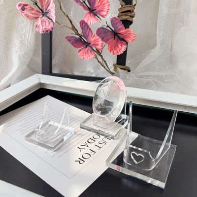 亚克力透明展示架水晶心形底座矿物晶体原石晶簇把玩肥皂收纳架