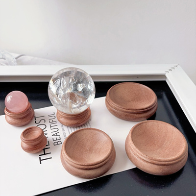 葫芦娃酸枝木水晶球底座摆件 球体底托 底座 核桃底座 水晶球支架