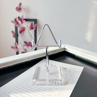 亚克力合金支架水晶原石矿标收纳支架不规则随形矿石摆件置物架