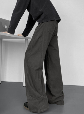 抖音品质美式复古拼接解构宽松休闲工装裤B315-K26032