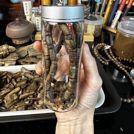 [元旦福利]奇楠沉香手串多圈21.2g板头珠7mm绿棋念珠串