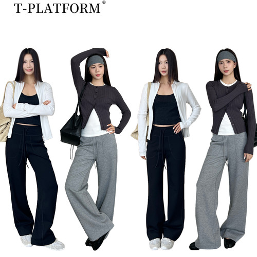 十三行T-PLATFORM-26285直筒瑜伽裤小个子软糯亲肤显瘦阔腿休闲裤