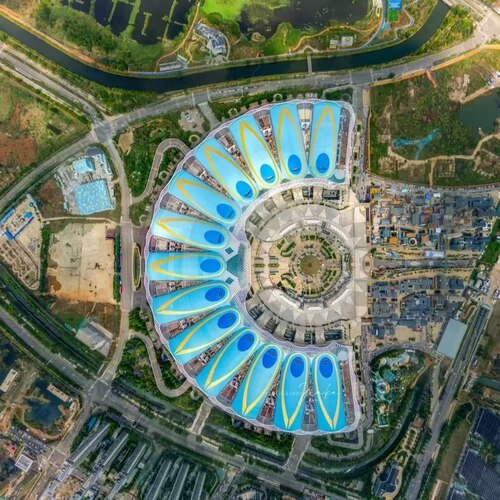 异型充气枕膜结构etfe建筑工程体育馆遮阳采光张拉天幕户外景观棚