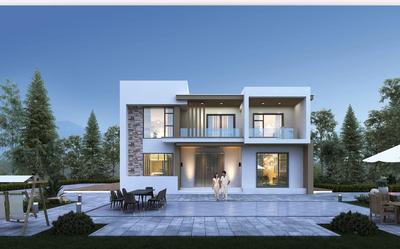 自建房二层设计图纸现代风格房子别墅设计简约风格效果图施工图纸