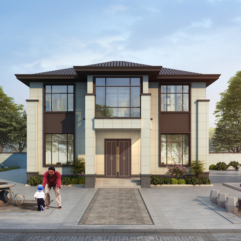 墅设计图纸二三层农村自建房小房子真房屋网红坡屋顶中式风