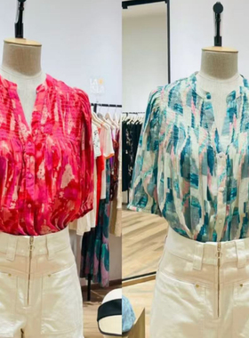 元品质法式风格亏清春夏轻奢都市油画印花系列方领露背缩褶连衣裙