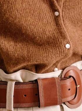 福利!法式复古百搭宽边复古经典装饰皮带针扣腰带皮带女士