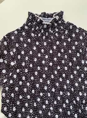 特价清 S 家秋冬弹性复古波点花边领装饰长袖T恤打底衫