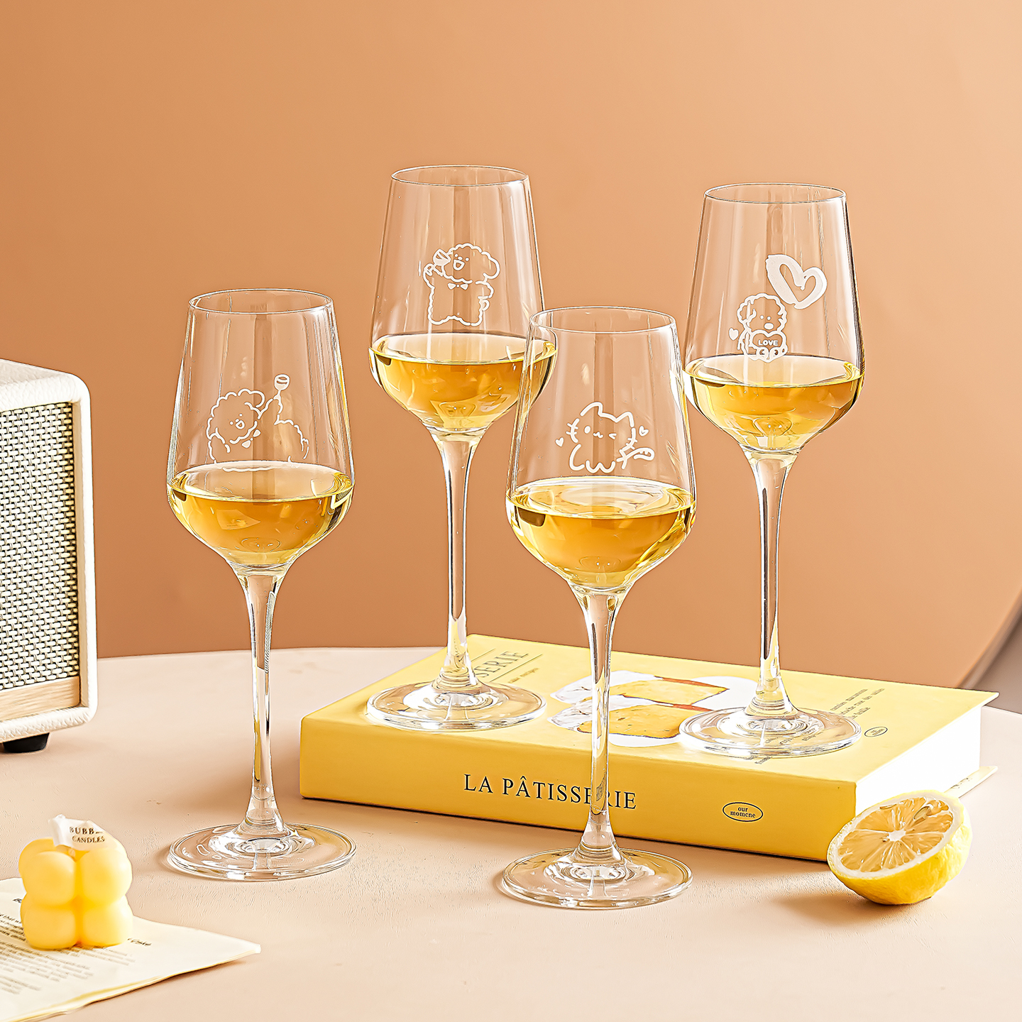 高颜值可爱小狗葡萄酒杯甜酒杯女生微醺酒杯高脚杯红酒香槟杯轻奢