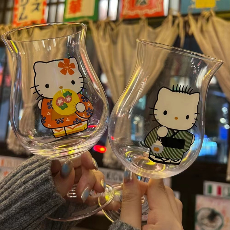 hellokitty七夕情侣网红杯冷饮高脚杯高颜值红酒杯香槟杯果汁杯