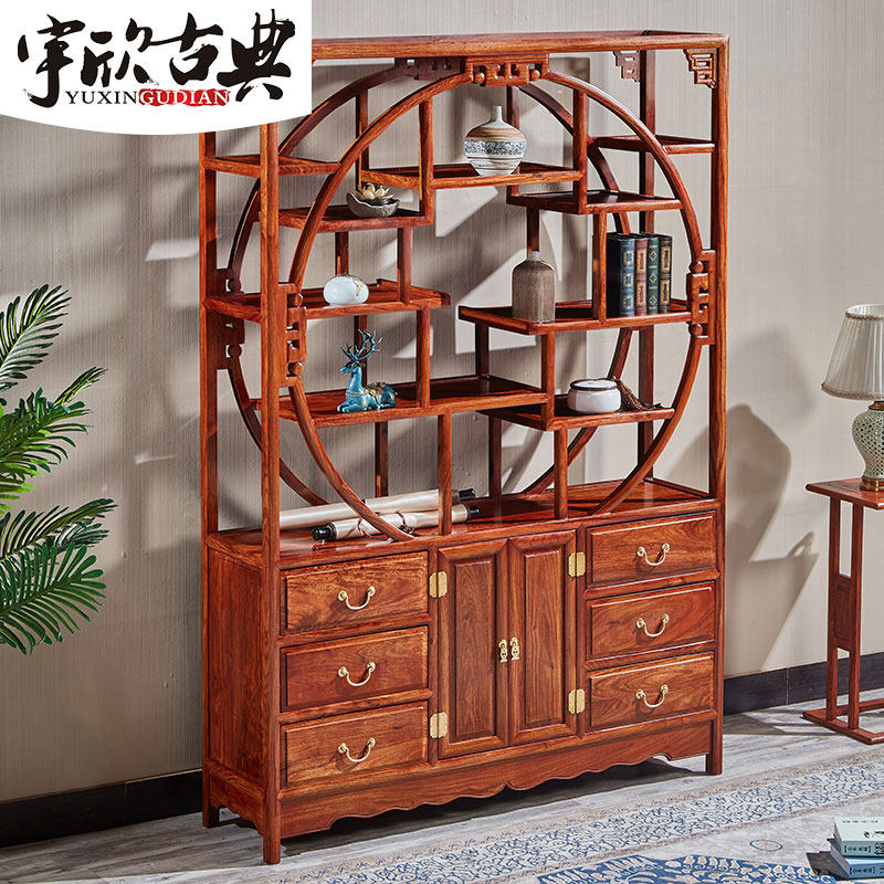 宇欣红木展示架博古架中式仿古隔断古典架刺猬紫檀家具X11_虎窝淘