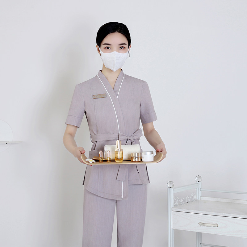 2024 여름 미용사 작업복 피부 관리 건강 센터 SPA 발 치료 기술자 의류 미용실 세트