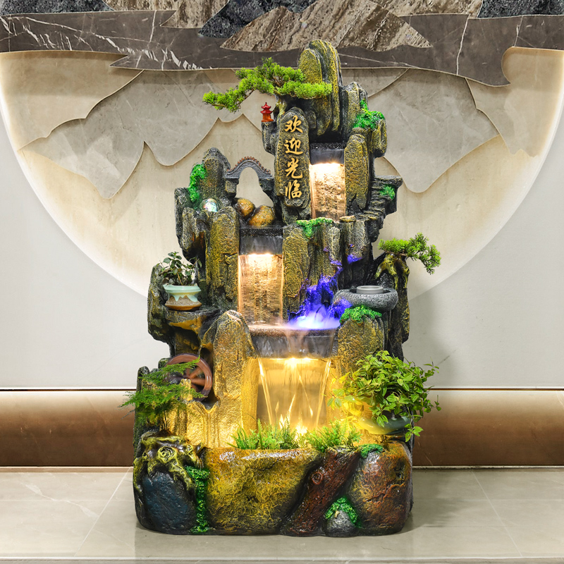 落地假山喷泉风水轮加湿摆件家居室内水景鱼池开业送礼礼品装饰