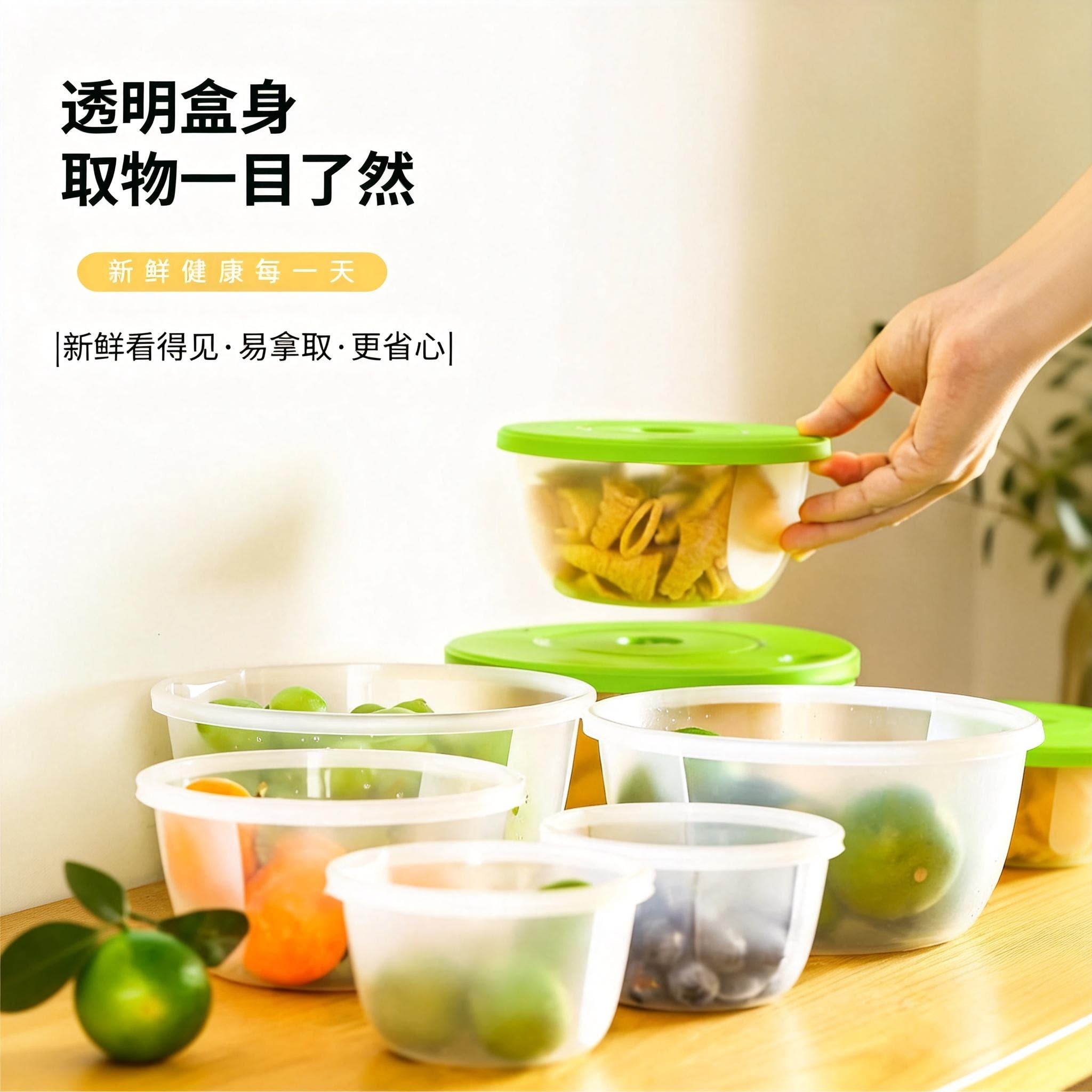 生活谷易收纳可叠加带盖微波炉加热保鲜盒冰箱耐热耐冷防烫