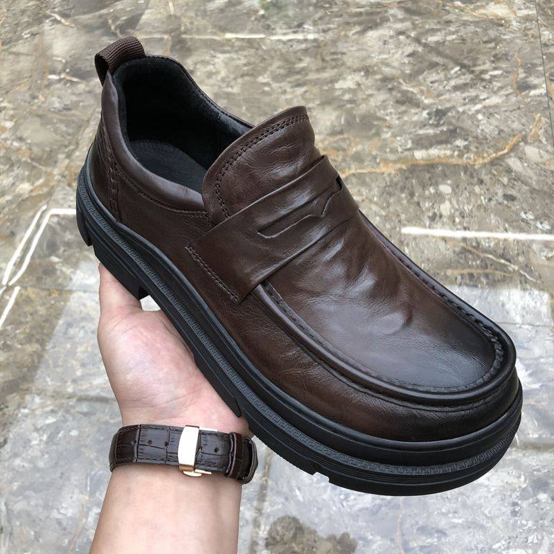 yyx帕达索 休闲皮鞋男一脚蹬乐福鞋厚底英伦风男士皮鞋pb230202