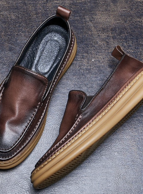 YZY帕达索 一脚蹬男鞋软底软皮休闲皮鞋单层皮豆豆乐福鞋PB210706